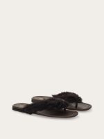 Ferragamo Thong sandal with fur detail - Image 3